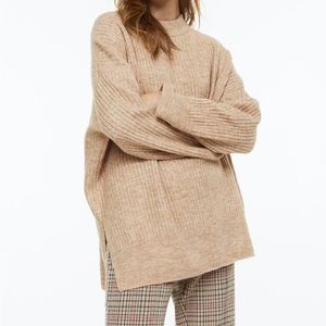 NWOT H&M Tan Mock Neck Sweater Size L